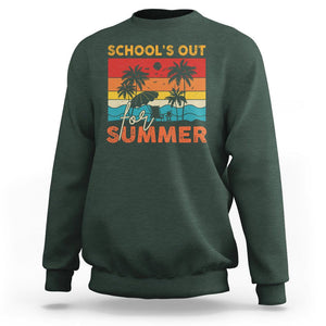 School's Out For Summer Retro Beach Teacher Student Sweatshirt TS09 Dark Forest Green Print Your Wear