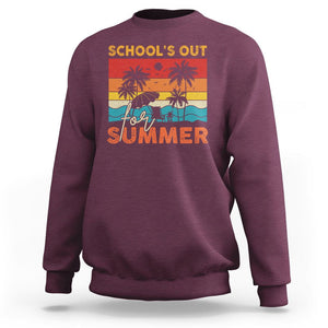 School's Out For Summer Retro Beach Teacher Student Sweatshirt TS09 Maroon Print Your Wear