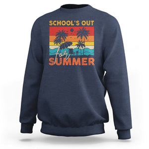 School's Out For Summer Retro Beach Teacher Student Sweatshirt TS09 Navy Print Your Wear
