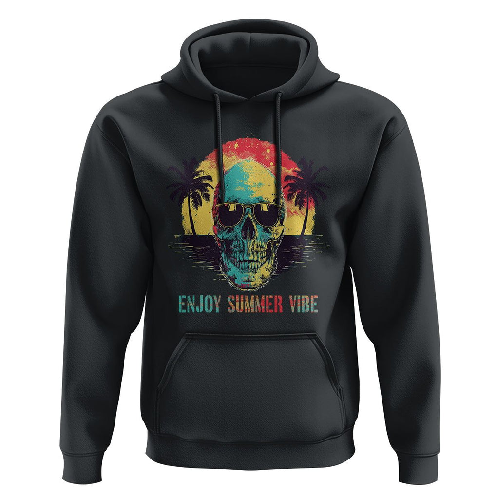 Enjoy Summer Vibe Cool Skull Aesthetic Beach Lover Hoodie TS09 Black Print Your Wear