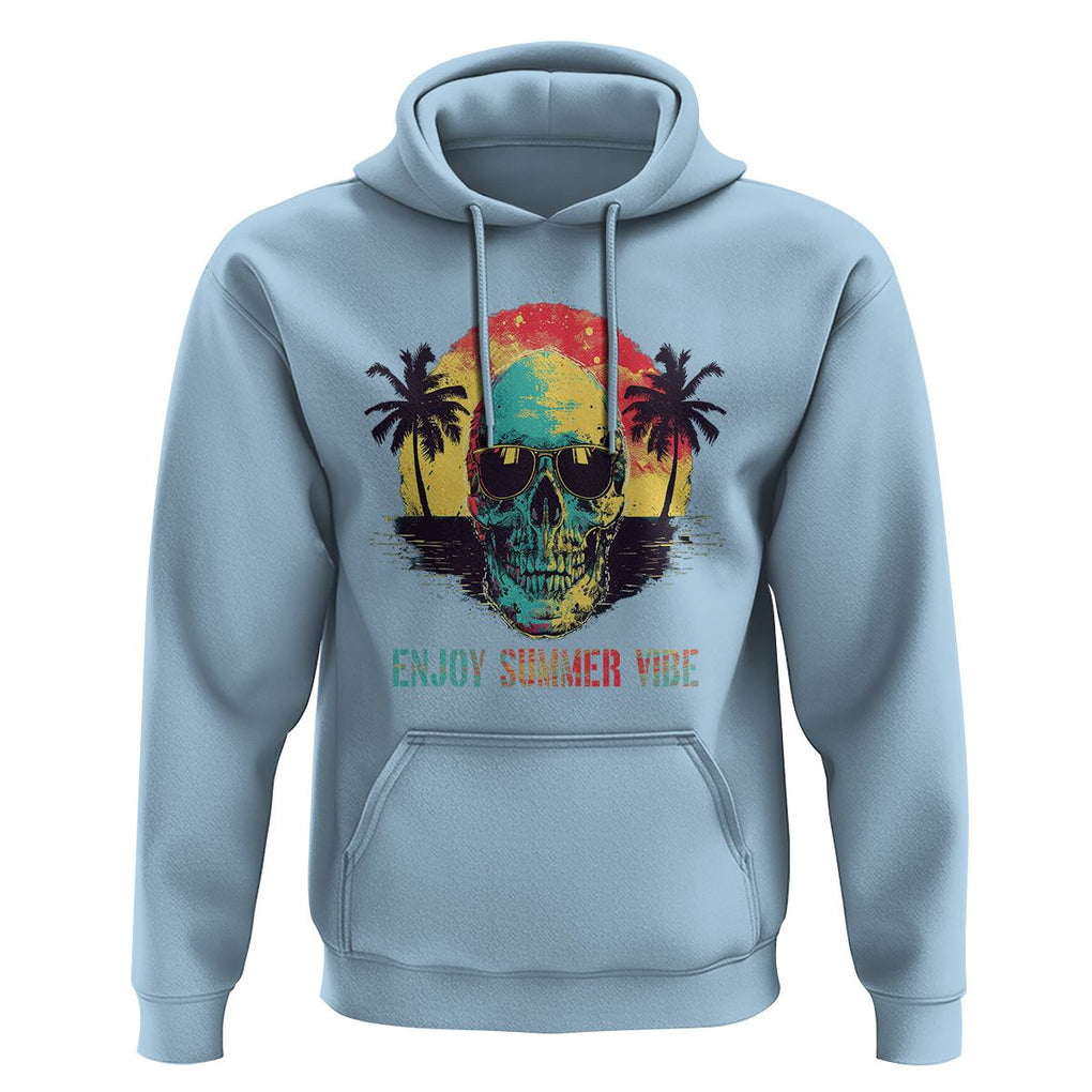 Enjoy Summer Vibe Cool Skull Aesthetic Beach Lover Hoodie TS09 Light Blue Print Your Wear