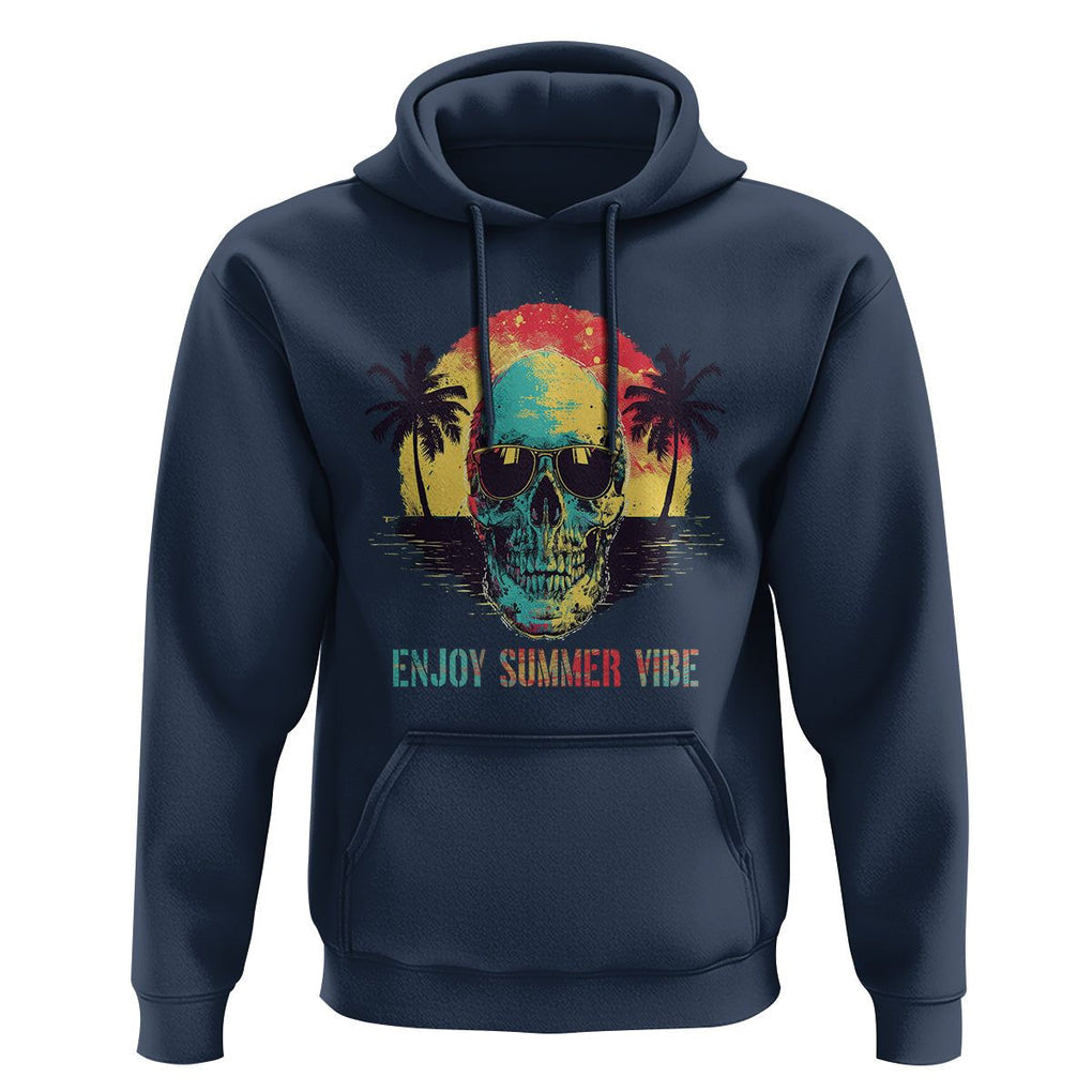 Enjoy Summer Vibe Cool Skull Aesthetic Beach Lover Hoodie TS09 Navy Print Your Wear