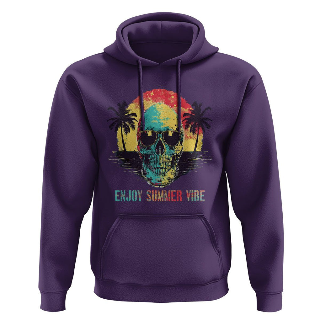 Enjoy Summer Vibe Cool Skull Aesthetic Beach Lover Hoodie TS09 Purple Print Your Wear
