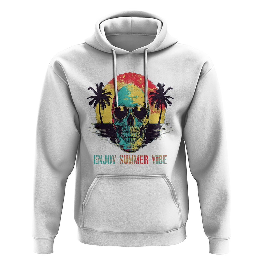 Enjoy Summer Vibe Cool Skull Aesthetic Beach Lover Hoodie TS09 White Print Your Wear