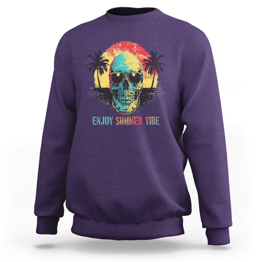 Enjoy Summer Vibe Cool Skull Aesthetic Beach Lover Sweatshirt TS09 Purple Print Your Wear