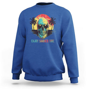 Enjoy Summer Vibe Cool Skull Aesthetic Beach Lover Sweatshirt TS09 Royal Blue Print Your Wear