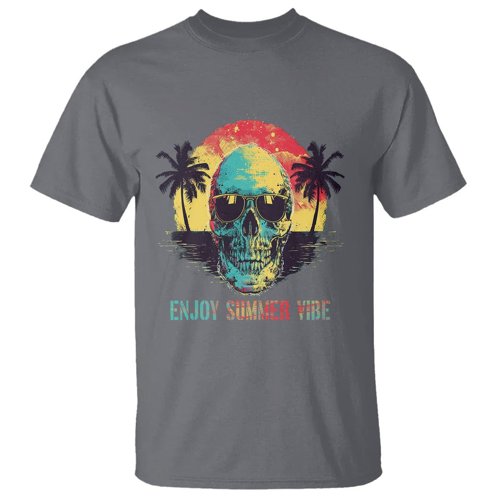 Enjoy Summer Vibe Cool Skull Aesthetic Beach Lover T Shirt TS09 Charcoal Print Your Wear