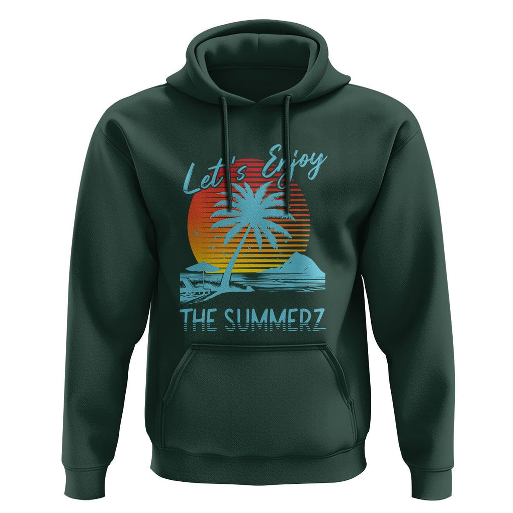Let's Enjoy The Summer Vacation Beach Sunset Hoodie TS09 Dark Forest Green Print Your Wear