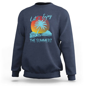 Let's Enjoy The Summer Vacation Beach Sunset Sweatshirt TS09 Navy Print Your Wear
