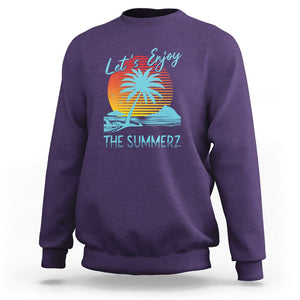 Let's Enjoy The Summer Vacation Beach Sunset Sweatshirt TS09 Purple Print Your Wear