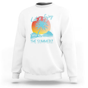 Let's Enjoy The Summer Vacation Beach Sunset Sweatshirt TS09 White Print Your Wear