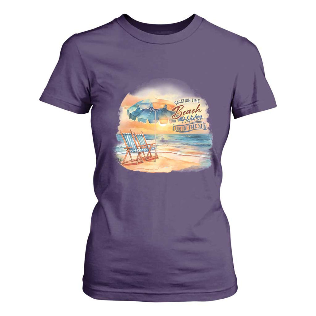 Vacation Time Beach Holliday Fun In The Sun T Shirt For Women TS09 Purple Print Your Wear