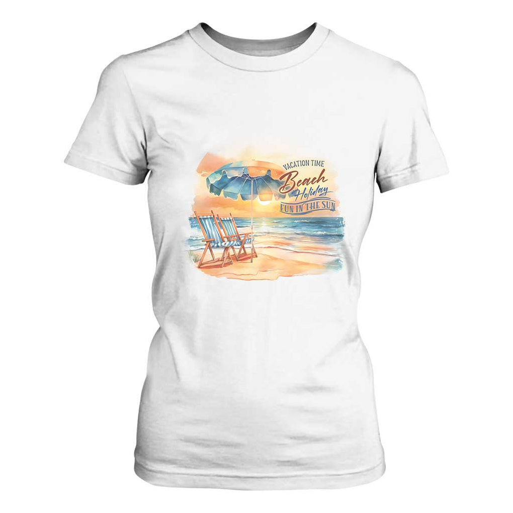 Vacation Time Beach Holliday Fun In The Sun T Shirt For Women TS09 White Print Your Wear