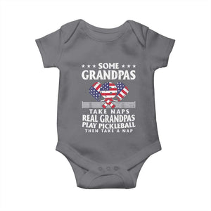 Funny Some Grandpas Take Naps Real Grandpas Play Pickleball Baby Onesie TS09 Charcoal Print Your Wear