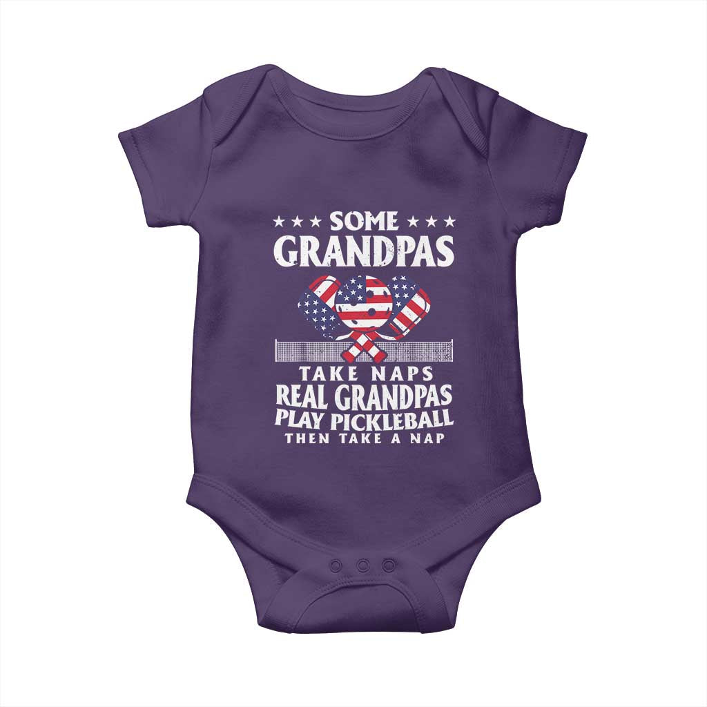 Funny Some Grandpas Take Naps Real Grandpas Play Pickleball Baby Onesie TS09 Purple Print Your Wear