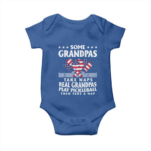 Funny Some Grandpas Take Naps Real Grandpas Play Pickleball Baby Onesie TS09 Royal Blue Print Your Wear