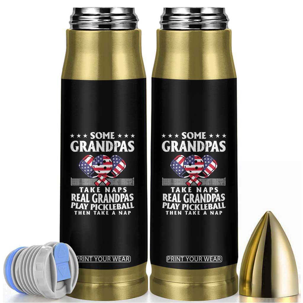 Funny Some Grandpas Take Naps Real Grandpas Play Pickleball Bullet Tumbler TS09 Black Print Your Wear