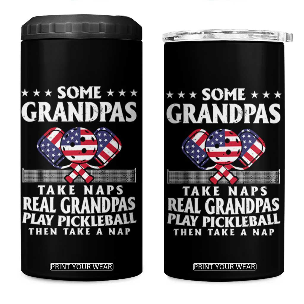 Funny Some Grandpas Take Naps Real Grandpas Play Pickleball 4 in 1 Can Cooler Tumbler TS09 One Size: 16 oz Black Print Your Wear