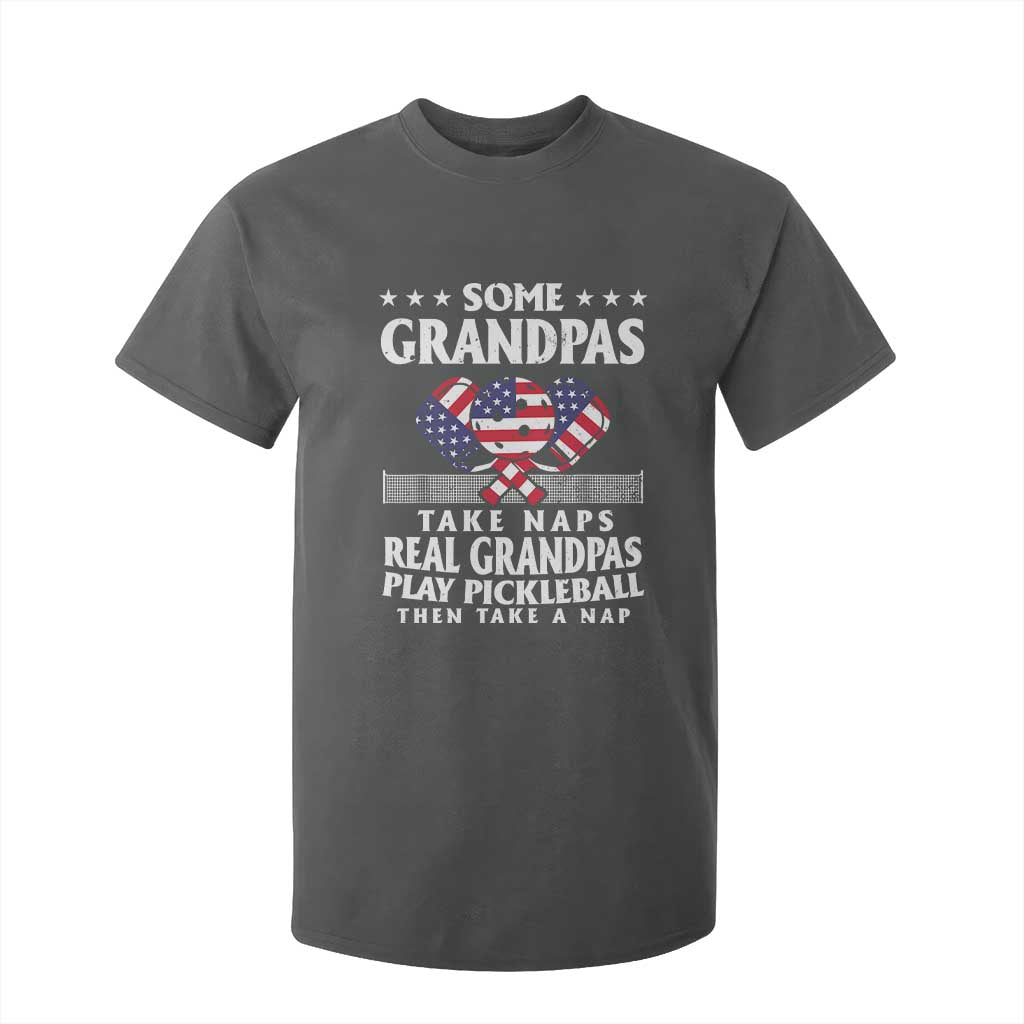 Funny Some Grandpas Take Naps Real Grandpas Play Pickleball T Shirt For Kid TS09 Dark Heather Print Your Wear