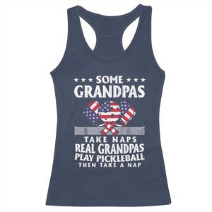 Funny Some Grandpas Take Naps Real Grandpas Play Pickleball Racerback Tank Top TS09 Navy Print Your Wear