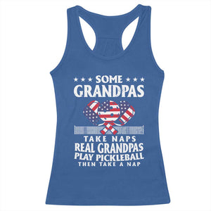 Funny Some Grandpas Take Naps Real Grandpas Play Pickleball Racerback Tank Top TS09 Royal Blue Print Your Wear