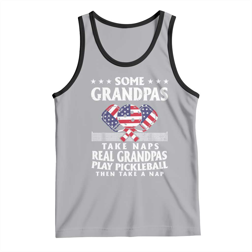 Funny Some Grandpas Take Naps Real Grandpas Play Pickleball Tank Top TS09 Athletic Heather Black Print Your Wear