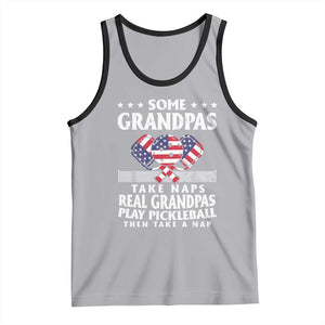 Funny Some Grandpas Take Naps Real Grandpas Play Pickleball Tank Top TS09 Athletic Heather Black Print Your Wear