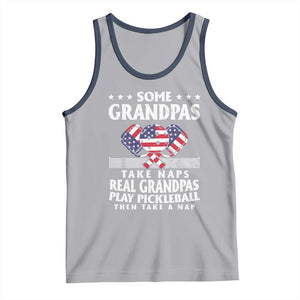 Funny Some Grandpas Take Naps Real Grandpas Play Pickleball Tank Top TS09 Athletic Heather Navy Print Your Wear