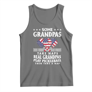 Funny Some Grandpas Take Naps Real Grandpas Play Pickleball Tank Top TS09 Black Heather Print Your Wear