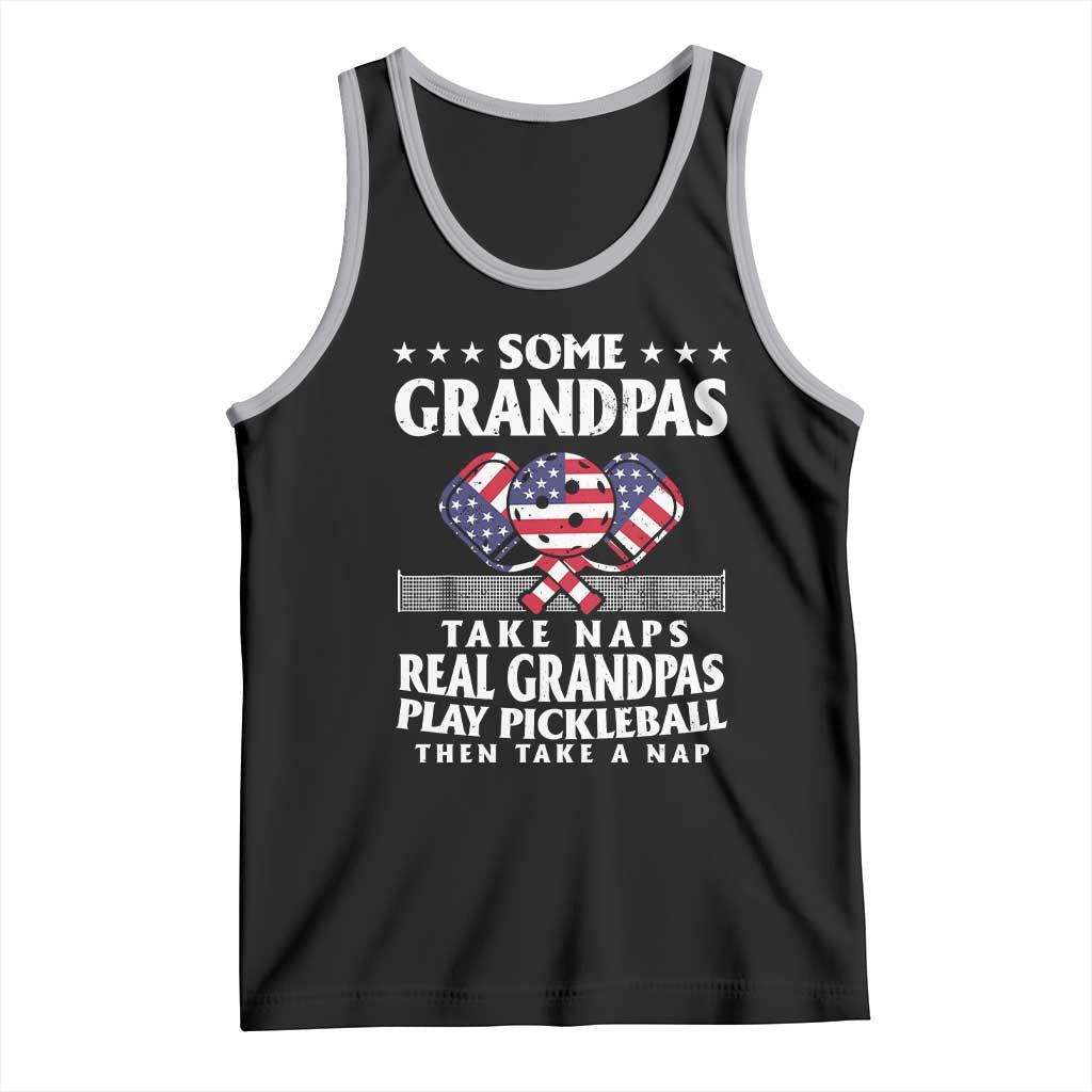Funny Some Grandpas Take Naps Real Grandpas Play Pickleball Tank Top TS09 Black Athletic Heather Print Your Wear