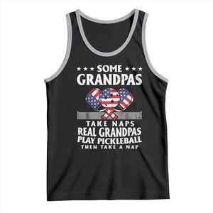Funny Some Grandpas Take Naps Real Grandpas Play Pickleball Tank Top TS09 Black Athletic Heather Print Your Wear