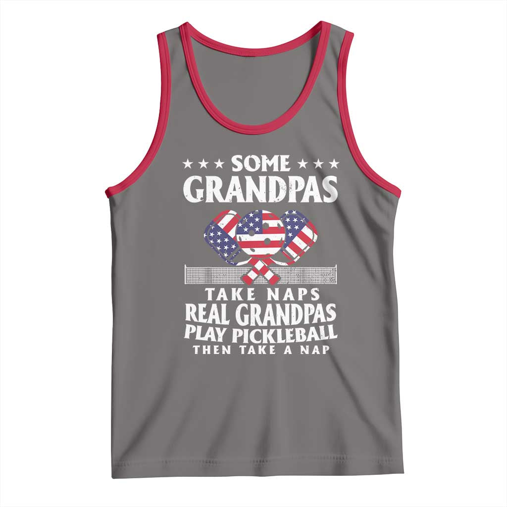 Funny Some Grandpas Take Naps Real Grandpas Play Pickleball Tank Top TS09 Deep Heather Red Print Your Wear