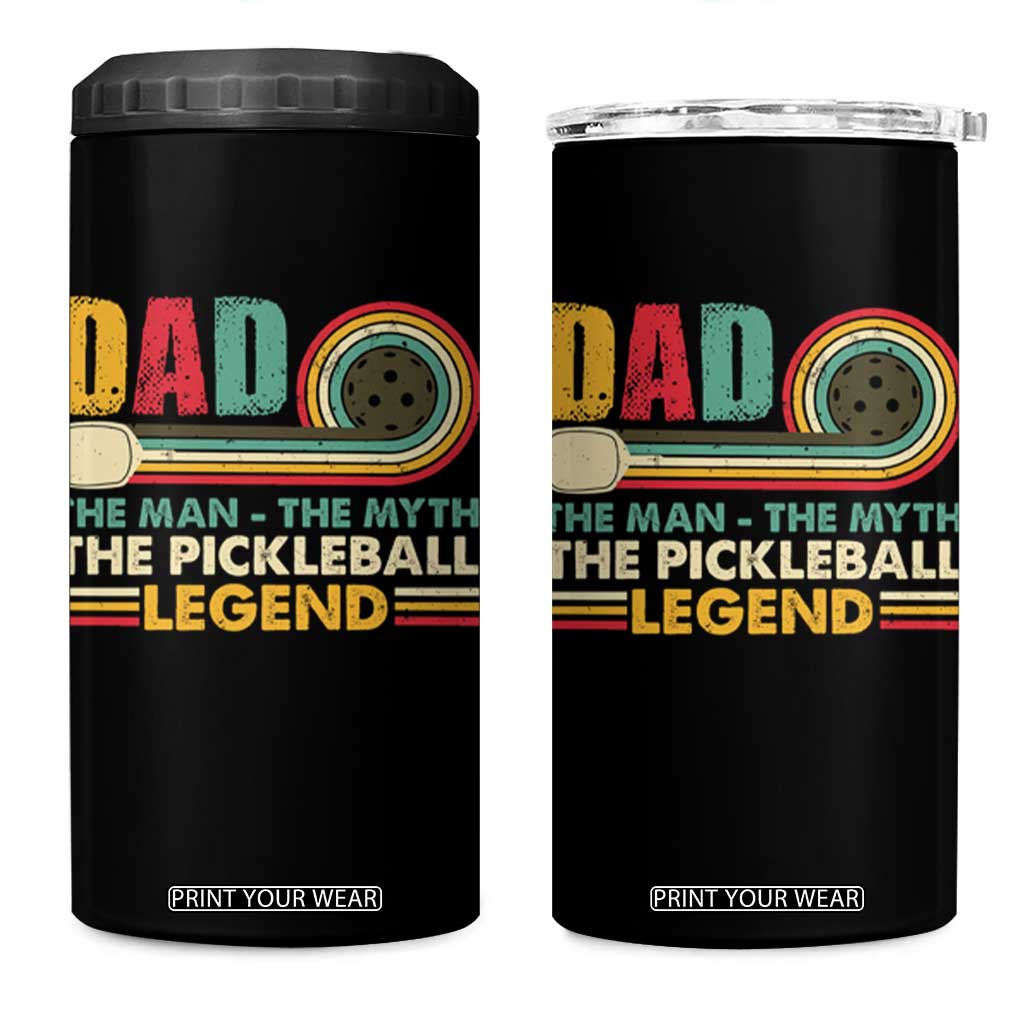 Pickleball Dad 4 in 1 Can Cooler Tumbler The Man The Myth The Legend Retro TS09 One Size: 16 oz Black Print Your Wear