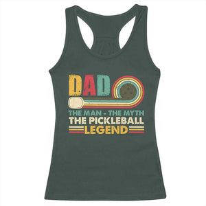 Pickleball Dad Racerback Tank Top The Man The Myth The Legend Retro TS09 Dark Forest Green Print Your Wear