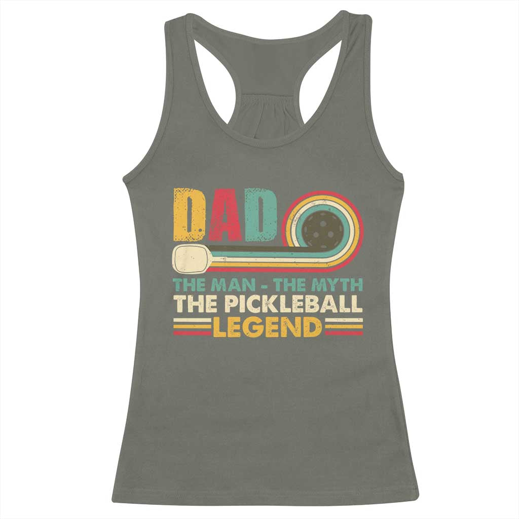 Pickleball Dad Racerback Tank Top The Man The Myth The Legend Retro TS09 Military Green Print Your Wear