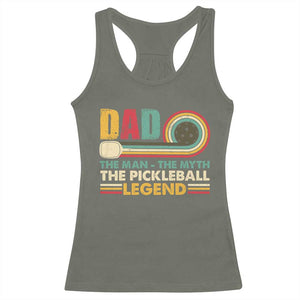 Pickleball Dad Racerback Tank Top The Man The Myth The Legend Retro TS09 Military Green Print Your Wear