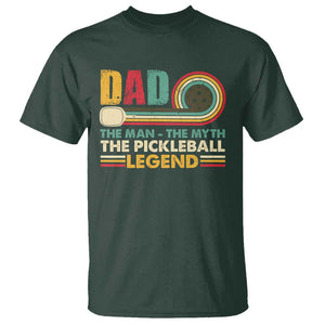 Pickleball Dad T Shirt The Man The Myth The Legend Retro TS09 Dark Forest Green Print Your Wear