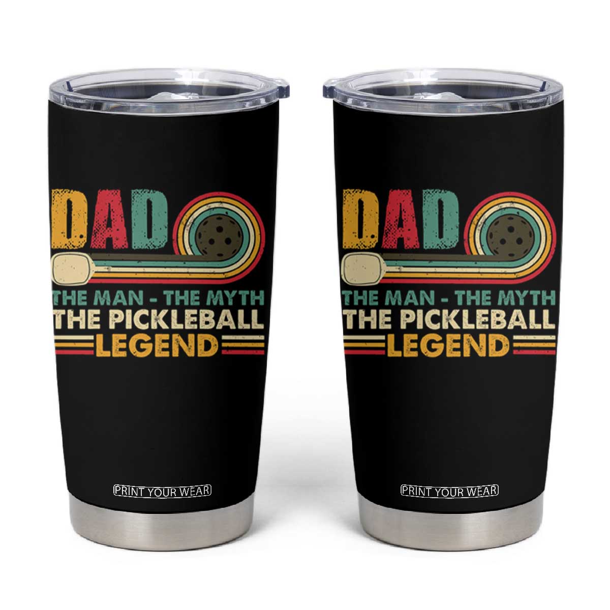 Pickleball Dad Tumbler Cup The Man The Myth The Legend Retro TS09 Black Print Your Wear