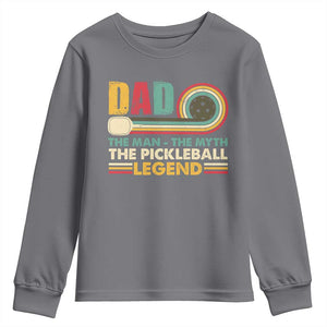 Pickleball Dad Youth Sweatshirt The Man The Myth The Legend Retro TS09 Charcoal Print Your Wear