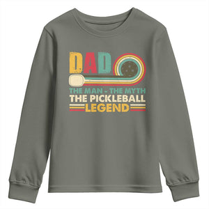 Pickleball Dad Youth Sweatshirt The Man The Myth The Legend Retro TS09 Military Green Print Your Wear