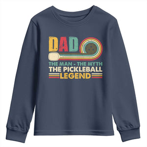 Pickleball Dad Youth Sweatshirt The Man The Myth The Legend Retro TS09 Navy Print Your Wear