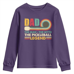 Pickleball Dad Youth Sweatshirt The Man The Myth The Legend Retro TS09 Purple Print Your Wear