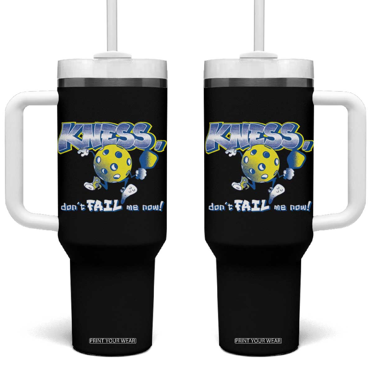 Funny Pickleball Tumbler With Handle Knees Don't Fail Me Now TS09 One Size: 40 oz Black Print Your Wear