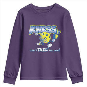 Funny Pickleball Youth Sweatshirt Knees Don't Fail Me Now TS09 Purple Print Your Wear