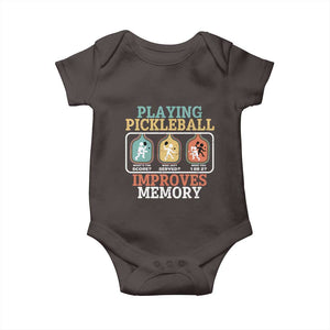 Funny Playing Pickleball Improves Memory Retro Baby Onesie TS09 Dark Chocolate Print Your Wear