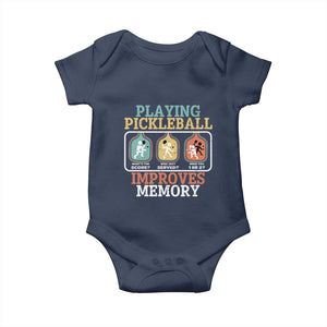 Funny Playing Pickleball Improves Memory Retro Baby Onesie TS09 Navy Print Your Wear