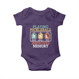 Funny Playing Pickleball Improves Memory Retro Baby Onesie TS09 Purple Print Your Wear