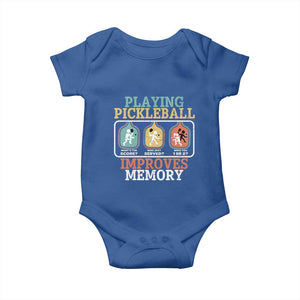 Funny Playing Pickleball Improves Memory Retro Baby Onesie TS09 Royal Blue Print Your Wear