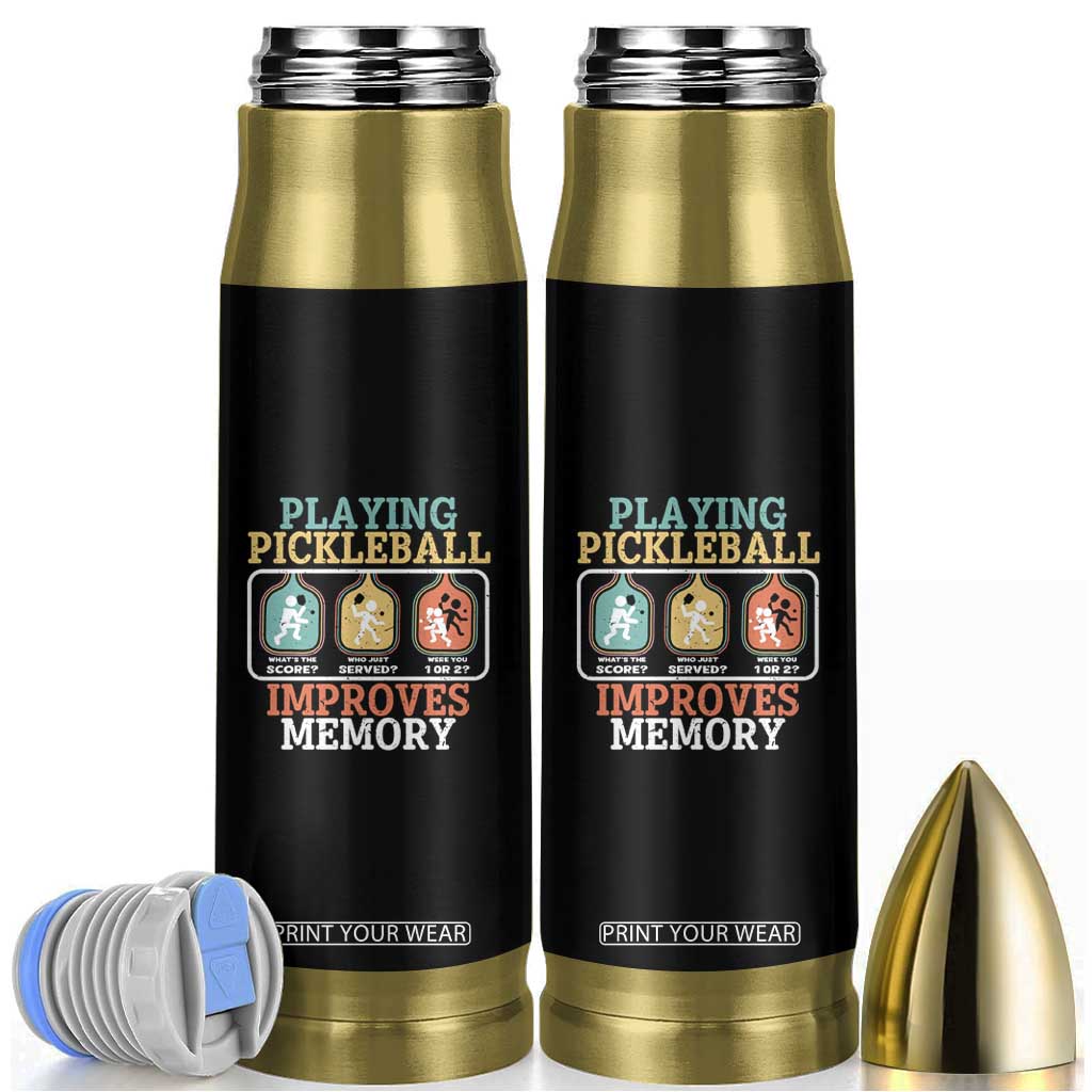 Funny Playing Pickleball Improves Memory Retro Bullet Tumbler TS09 Black Print Your Wear