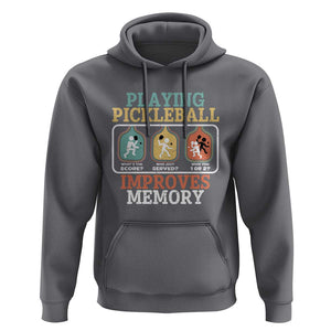 Funny Playing Pickleball Improves Memory Retro Hoodie TS09 Charcoal Print Your Wear